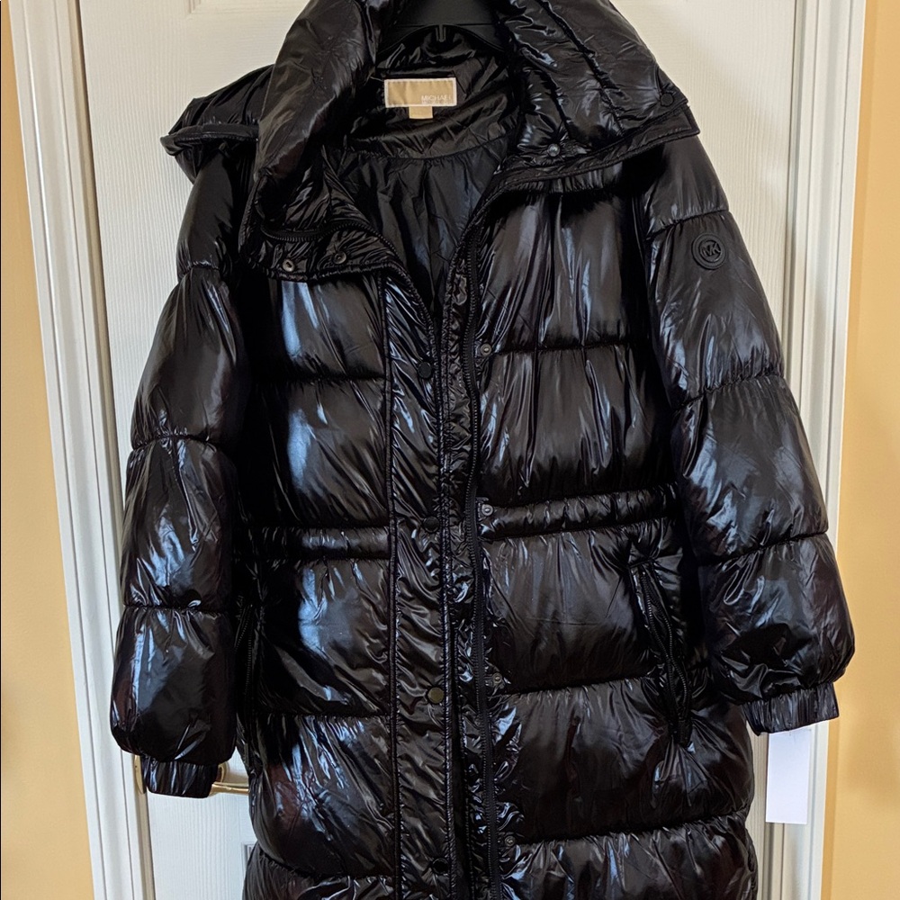 Michael Kors Black Detachable Hood Quilted Puffer Coat XL NWT